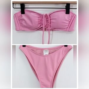 Wild Fable Iridescent Shimmer Pink Halter Tie Neck Bikini Set Size XS